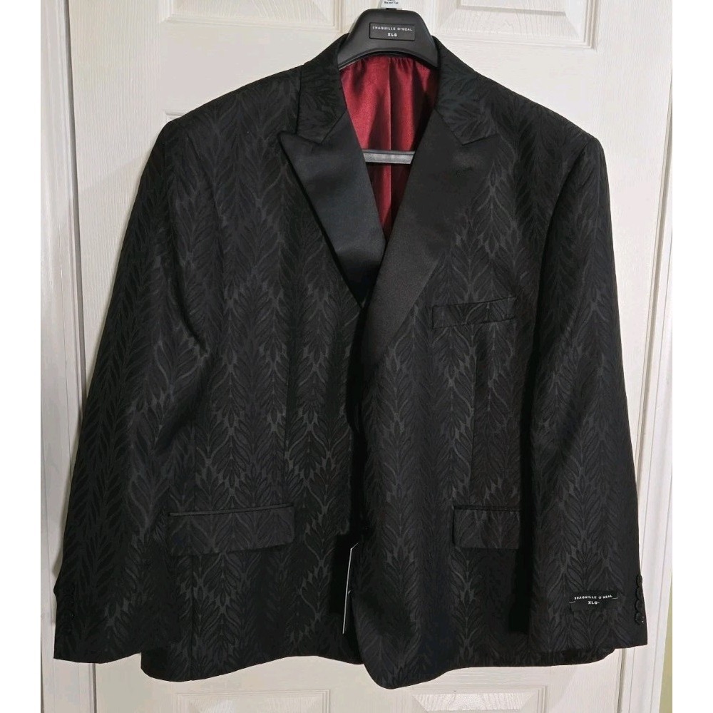 Shaquille O'Neal Suit Coat 54 SHORT Tuxedo Like Lapel Textured Fabric Black NEW